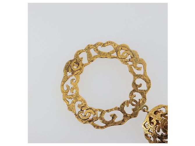 CHANEL Pierce Metal Gold Tone CC Auth 198818V - vista 3