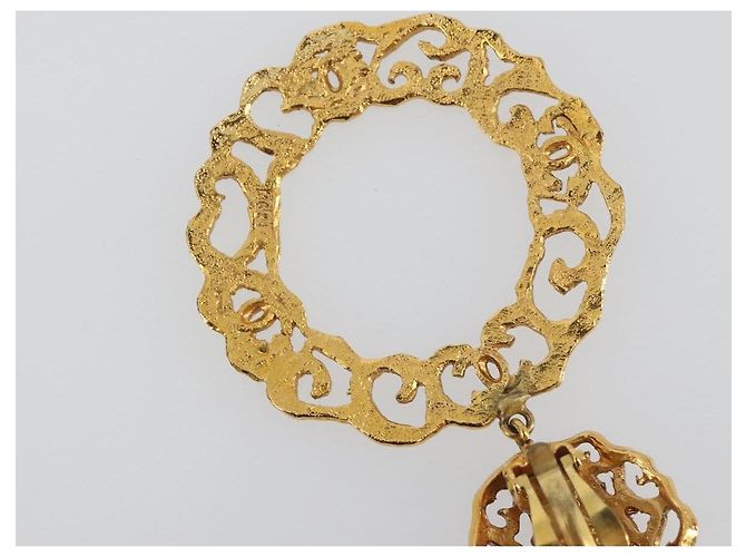 CHANEL Pierce Metal Gold Tone CC Auth 198818V - vista 6