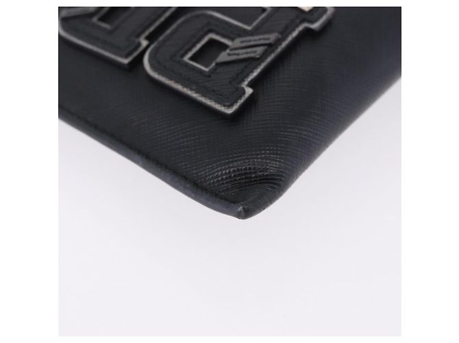 Saffiano Borsa a pochette PRADA in pelle Safiano Nero Argento Auth mr2853 - vista 8