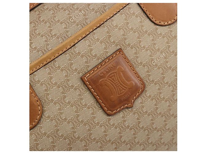 Céline Borsa a mano CELINE Macadam Canvas PVC Beige Gold Auth 196656A D'oro - vista 15