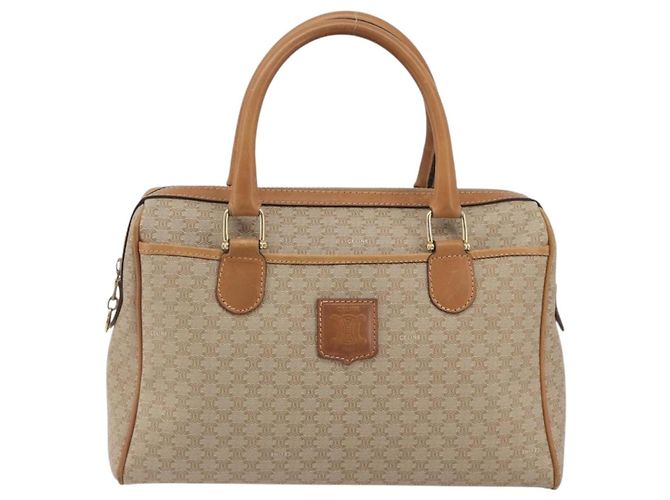 Céline Borsa a mano CELINE Macadam Canvas PVC Beige Gold Auth 196656A D'oro - vista 2