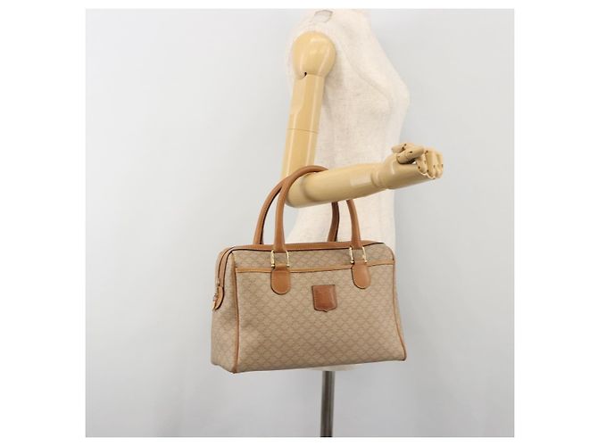 Céline Borsa a mano CELINE Macadam Canvas PVC Beige Gold Auth 196656A D'oro - vista 24