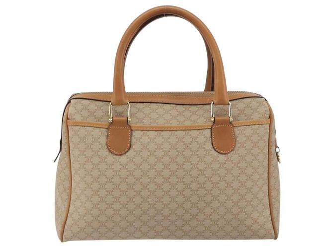 Céline Borsa a mano CELINE Macadam Canvas PVC Beige Gold Auth 196656A D'oro - vista 3