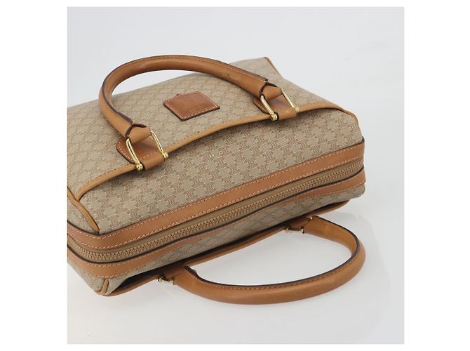 Céline Borsa a mano CELINE Macadam Canvas PVC Beige Gold Auth 196656A D'oro - vista 6