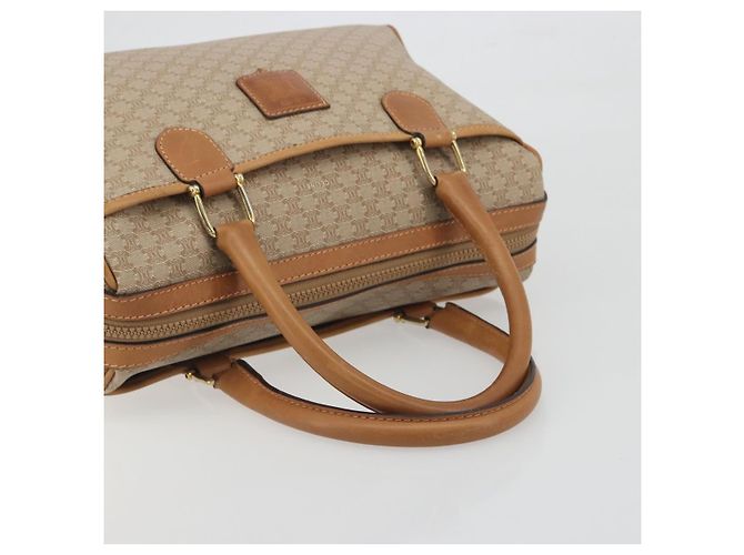 Céline Borsa a mano CELINE Macadam Canvas PVC Beige Gold Auth 196656A D'oro - vista 7