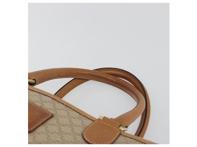 Céline Borsa a mano CELINE Macadam Canvas PVC Beige Gold Auth 196656A D'oro - vista 8