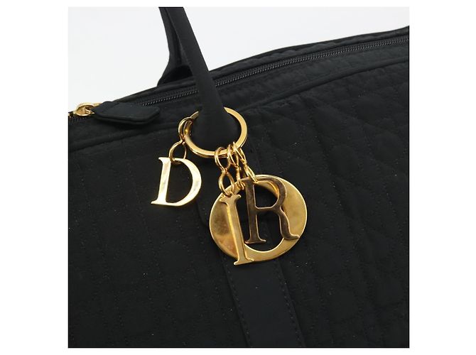 Borsa Christian Dior Canage Boston Nylon Nero Oro Auth 193370A D'oro - vista 14