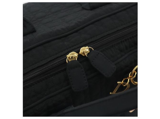 Borsa Christian Dior Canage Boston Nylon Nero Oro Auth 193370A D'oro - vista 15
