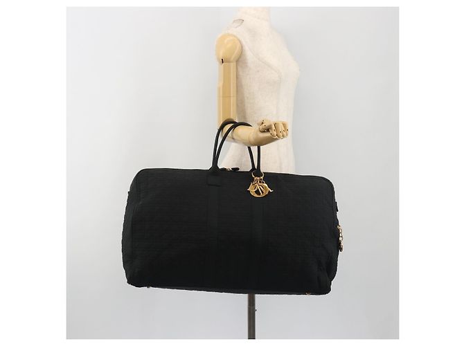 Borsa Christian Dior Canage Boston Nylon Nero Oro Auth 193370A D'oro - vista 23