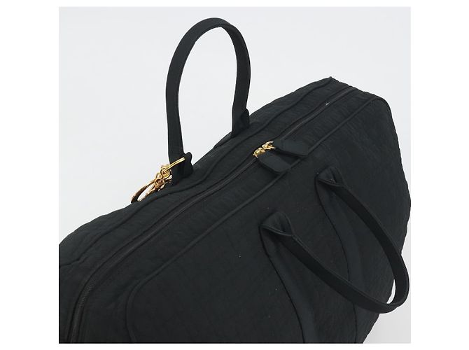 Borsa Christian Dior Canage Boston Nylon Nero Oro Auth 193370A D'oro - vista 6