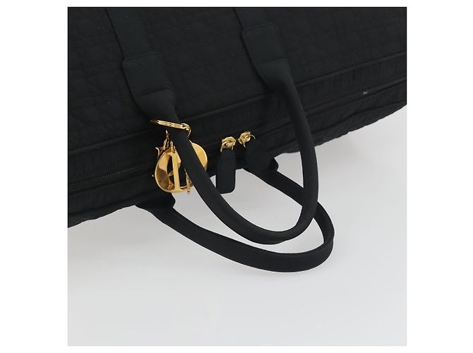 Borsa Christian Dior Canage Boston Nylon Nero Oro Auth 193370A D'oro - vista 7