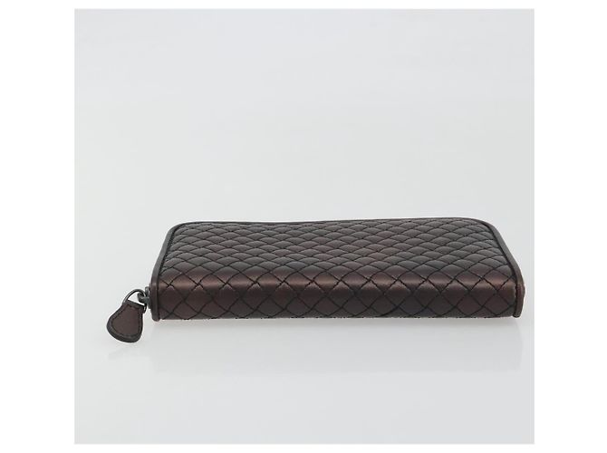 Cartera larga redondeada BOTTEGA VENETA de cuero marrón Auth am12343V - vista 7