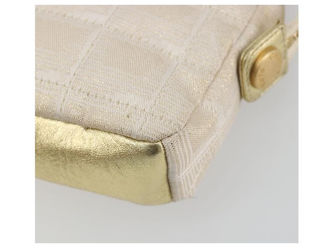 CHANEL Pochette New Travel Line Canvas Gold CC Auth 196660A D'oro - vista 10