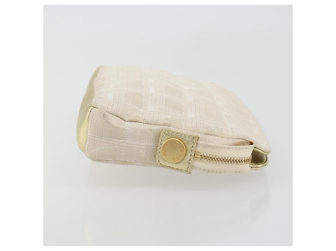 CHANEL Pochette New Travel Line Canvas Gold CC Auth 196660A D'oro - vista 4