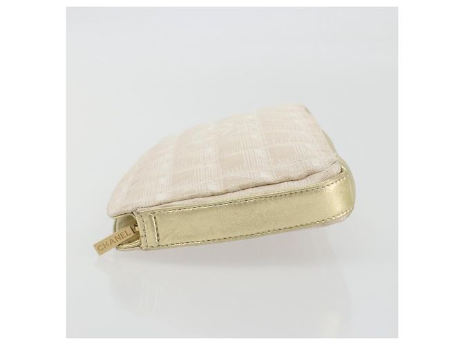 CHANEL Pochette New Travel Line Canvas Gold CC Auth 196660A D'oro - vista 5