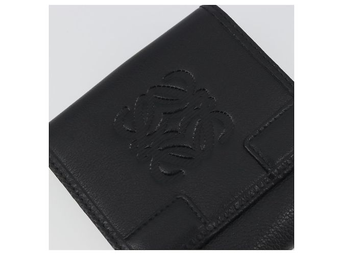 Portafoglio LOEWE Anagram in pelle nera argento Auth 196748V Nero - vista 12