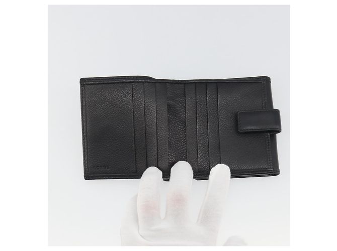 Portafoglio LOEWE Anagram in pelle nera argento Auth 196748V Nero - vista 16