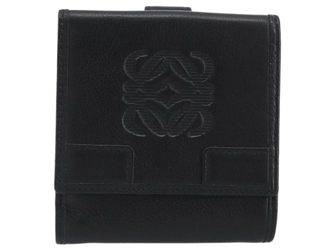 Portafoglio LOEWE Anagram in pelle nera argento Auth 196748V Nero - vista 2