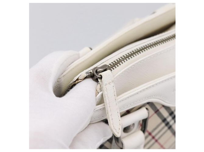 Borsa a mano BURBERRY Nova Check Canvas Beige Silver Auth 198700A Argento - vista 15
