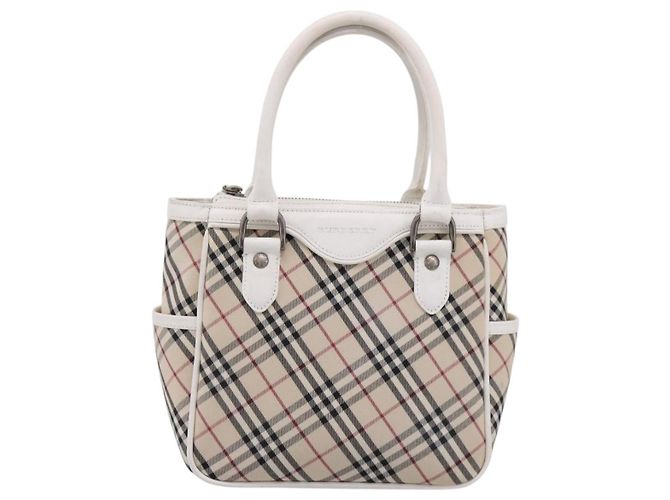 Borsa a mano BURBERRY Nova Check Canvas Beige Silver Auth 198700A Argento - vista 2