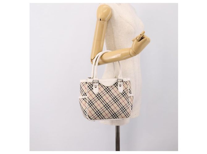 Borsa a mano BURBERRY Nova Check Canvas Beige Silver Auth 198700A Argento - vista 25