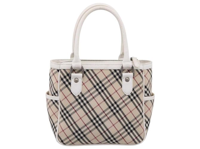 Borsa a mano BURBERRY Nova Check Canvas Beige Silver Auth 198700A Argento - vista 3