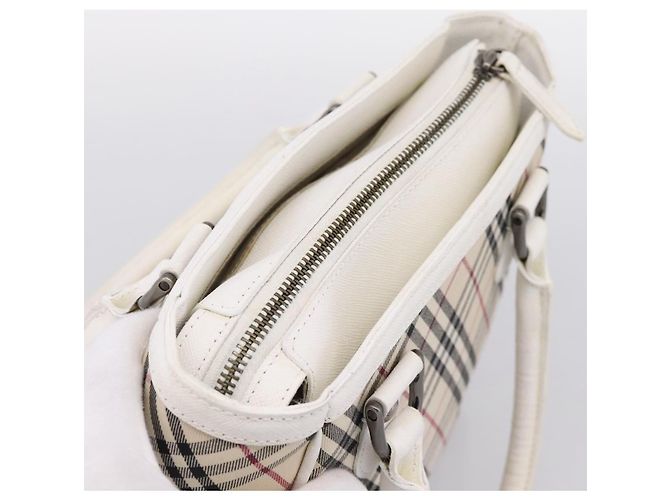 Borsa a mano BURBERRY Nova Check Canvas Beige Silver Auth 198700A Argento - vista 6