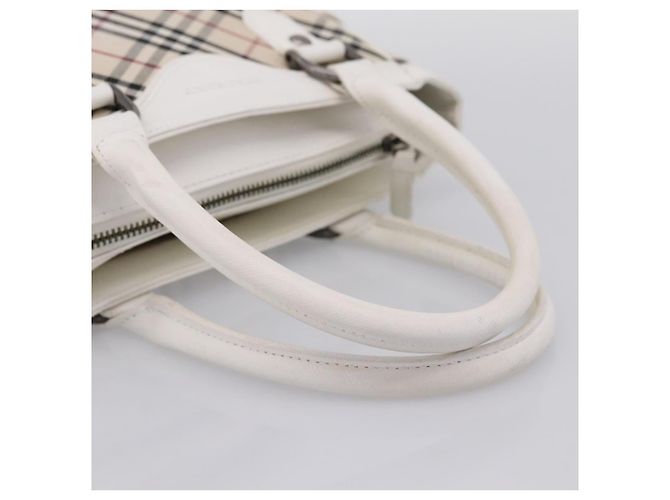 Borsa a mano BURBERRY Nova Check Canvas Beige Silver Auth 198700A Argento - vista 7