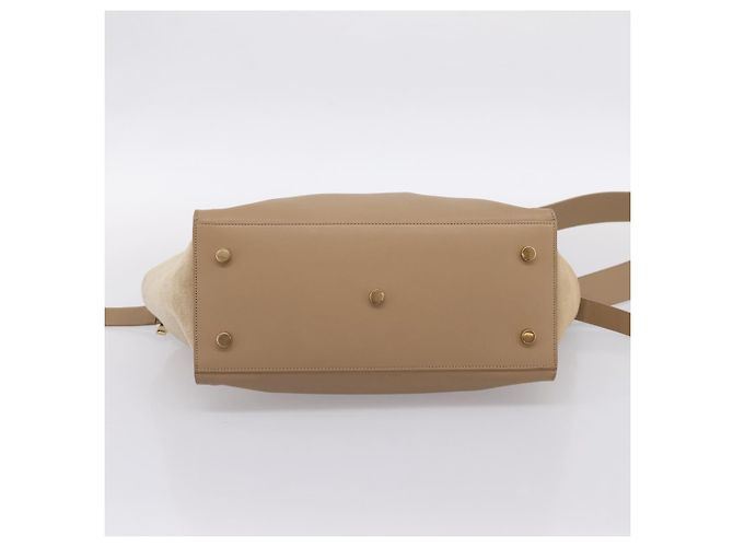 Borsa a mano SAINT LAURENT Downtown Cabas in pelle 2way Beige Gold Auth 197207V D'oro - vista 11