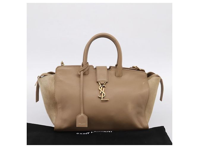 Borsa a mano SAINT LAURENT Downtown Cabas in pelle 2way Beige Gold Auth 197207V D'oro - vista 25