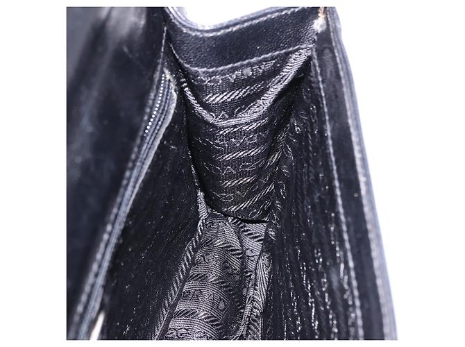 Borsa a tracolla con catena PRADA in pelle nera autentica 198267V Nero - vista 18