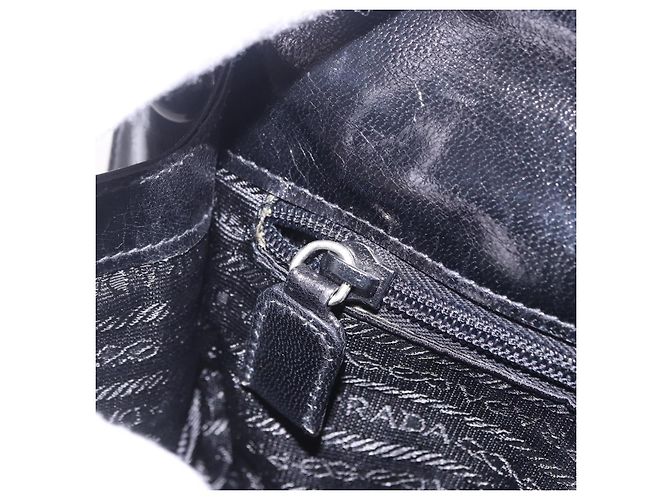 Borsa a tracolla con catena PRADA in pelle nera autentica 198267V Nero - vista 20