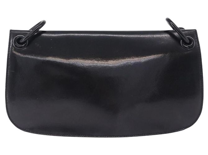 Borsa a tracolla con catena PRADA in pelle nera autentica 198267V Nero - vista 3