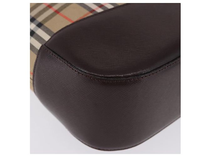 Borsa a mano BURBERRY Nova Check Canvas Beige Gold Auth 196649A D'oro - vista 11