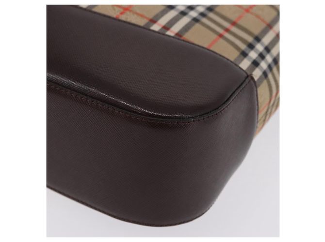 Borsa a mano BURBERRY Nova Check Canvas Beige Gold Auth 196649A D'oro - vista 12