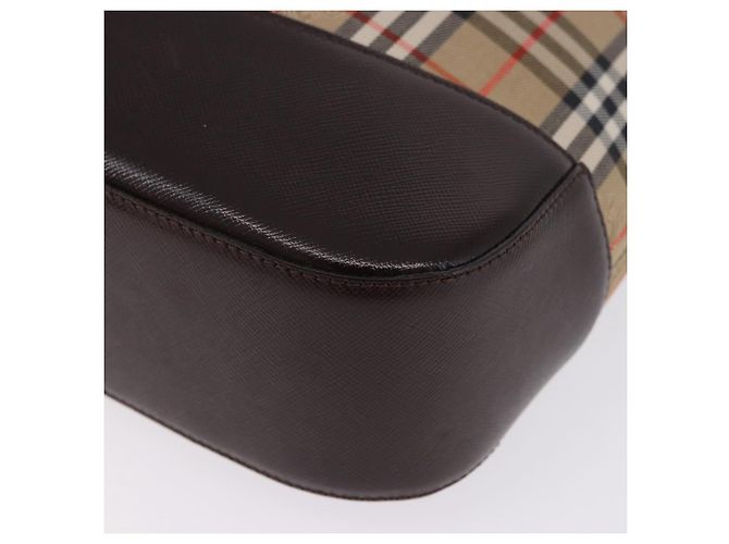 Borsa a mano BURBERRY Nova Check Canvas Beige Gold Auth 196649A D'oro - vista 14