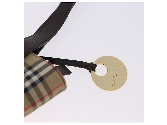 Borsa a mano BURBERRY Nova Check Canvas Beige Gold Auth 196649A D'oro - vista 15