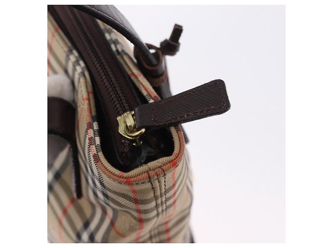 Borsa a mano BURBERRY Nova Check Canvas Beige Gold Auth 196649A D'oro - vista 16