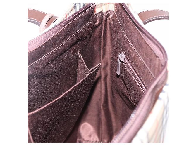 Borsa a mano BURBERRY Nova Check Canvas Beige Gold Auth 196649A D'oro - vista 19