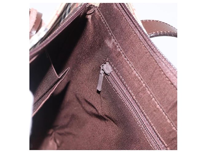 Borsa a mano BURBERRY Nova Check Canvas Beige Gold Auth 196649A D'oro - vista 20