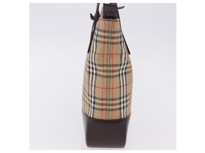 Borsa a mano BURBERRY Nova Check Canvas Beige Gold Auth 196649A D'oro - vista 5