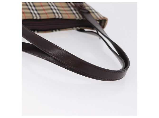 Borsa a mano BURBERRY Nova Check Canvas Beige Gold Auth 196649A D'oro - vista 8