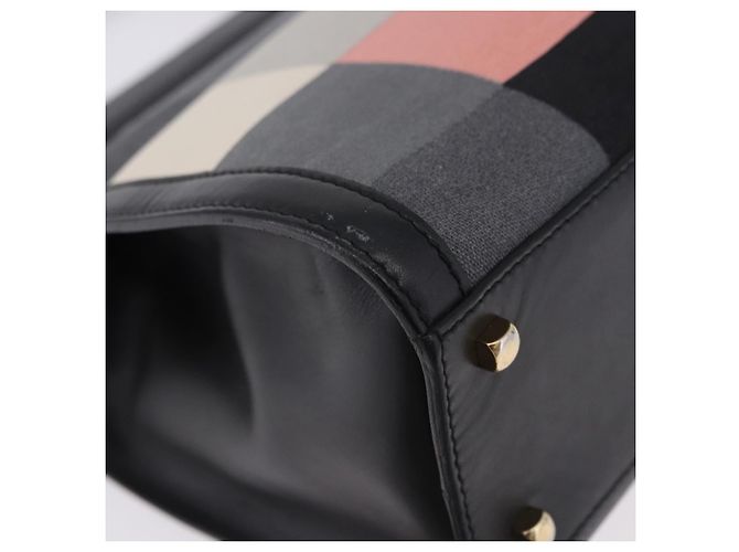 Borsa Salvatore Ferragamo Canvas Black Gold Tone Auth 198496A Nero - vista 10