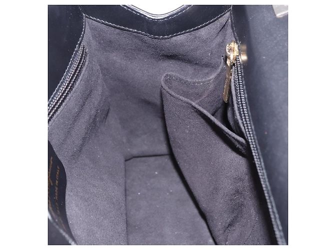 Borsa Salvatore Ferragamo Canvas Black Gold Tone Auth 198496A Nero - vista 18