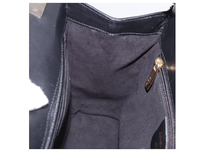 Borsa Salvatore Ferragamo Canvas Black Gold Tone Auth 198496A Nero - vista 19