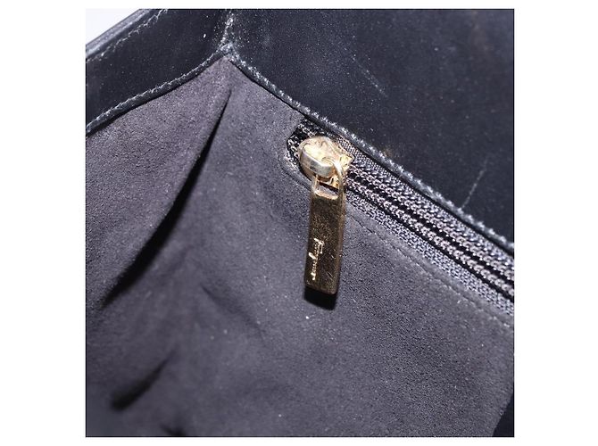 Borsa Salvatore Ferragamo Canvas Black Gold Tone Auth 198496A Nero - vista 20
