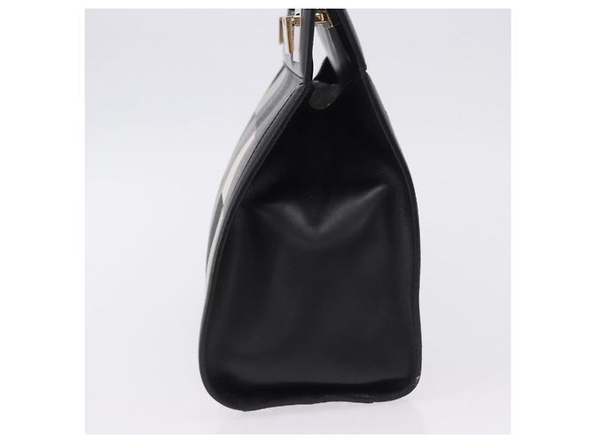 Borsa Salvatore Ferragamo Canvas Black Gold Tone Auth 198496A Nero - vista 4