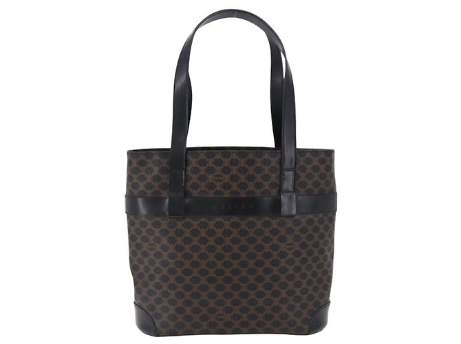 Céline Borsa a mano CELINE Macadam Canvas PVC Leather Black Gold Auth 196702 Nero D'oro - vista 2