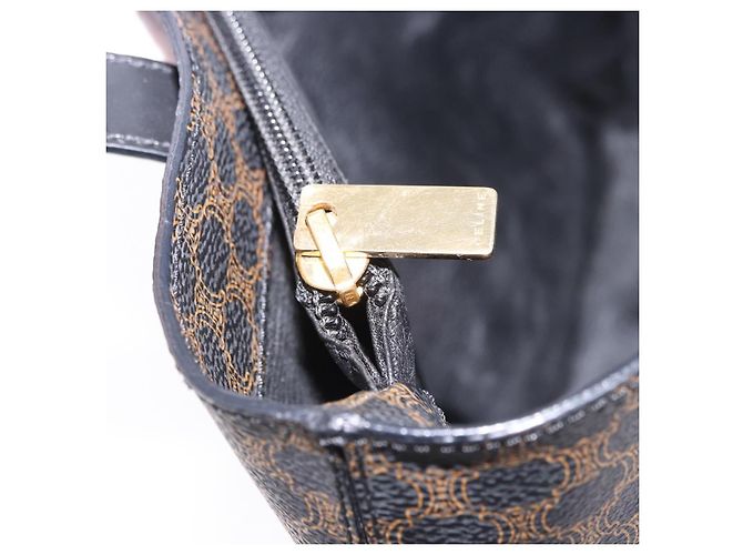 Céline Borsa a mano CELINE Macadam Canvas PVC Leather Black Gold Auth 196702 Nero D'oro - vista 22