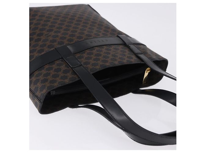 Céline Borsa a mano CELINE Macadam Canvas PVC Leather Black Gold Auth 196702 Nero D'oro - vista 6